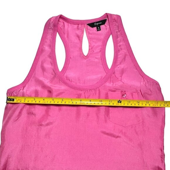 VTG Y2K Express Tank Top Sz.S Hot Pink 100% Silk Race-Back Beach Summer - Picture 10 of 12